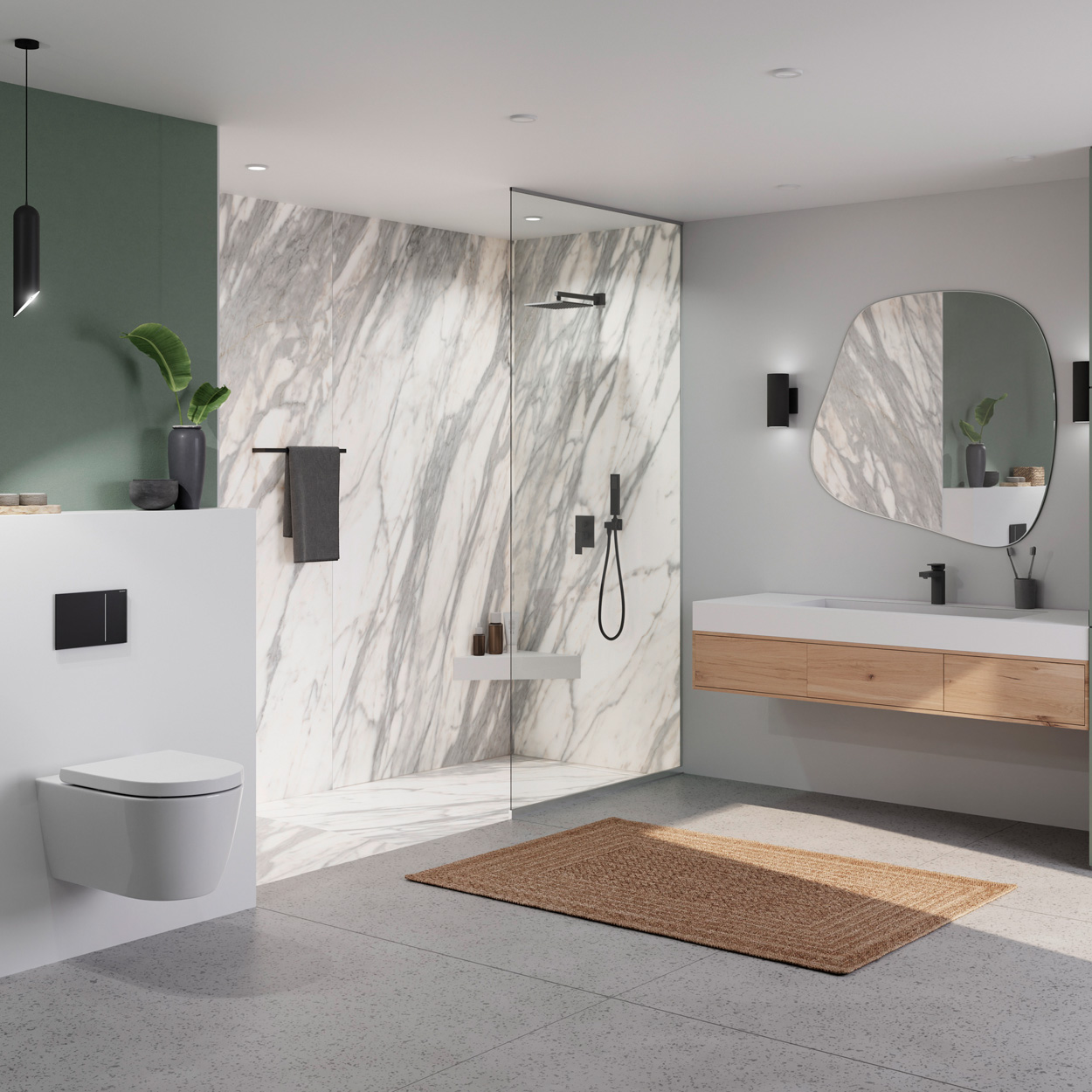 Wedi Fundo Top Primo / Ligno Plus Marble White